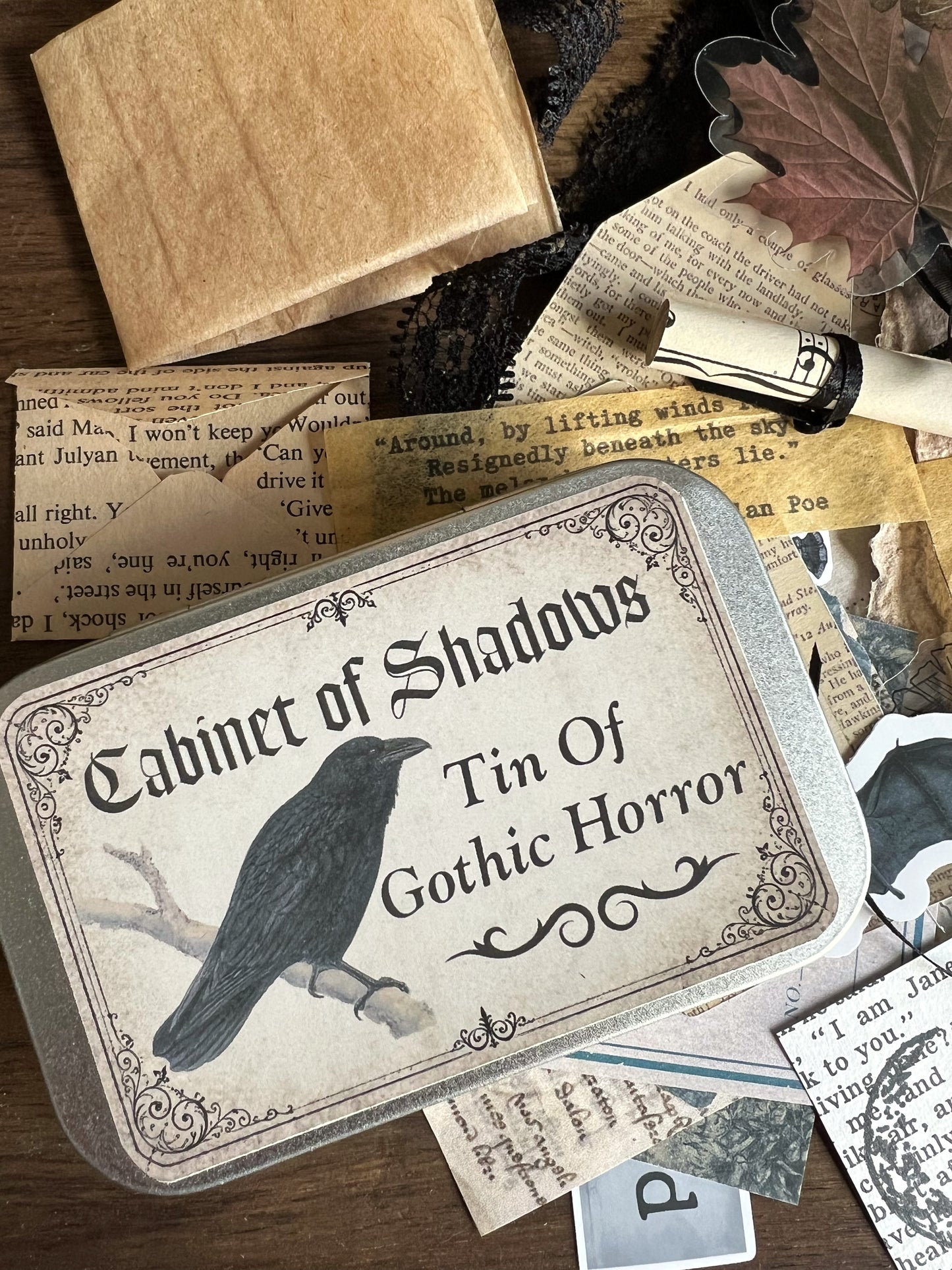 Cabinet of Shadows - gothic horror ephemera tin