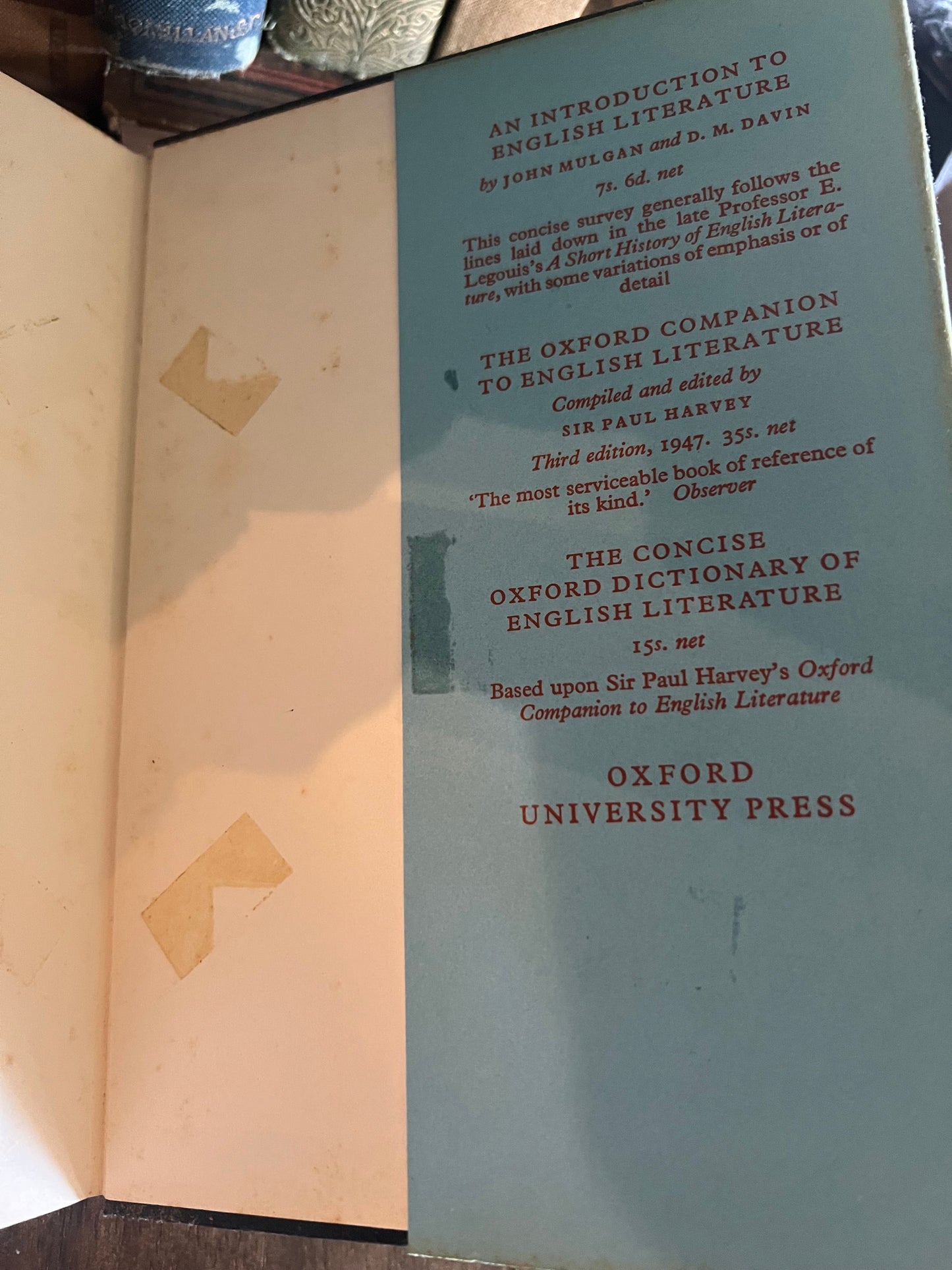 A Short History of English Literature by Emile Legouis - Vintage 1961 ed