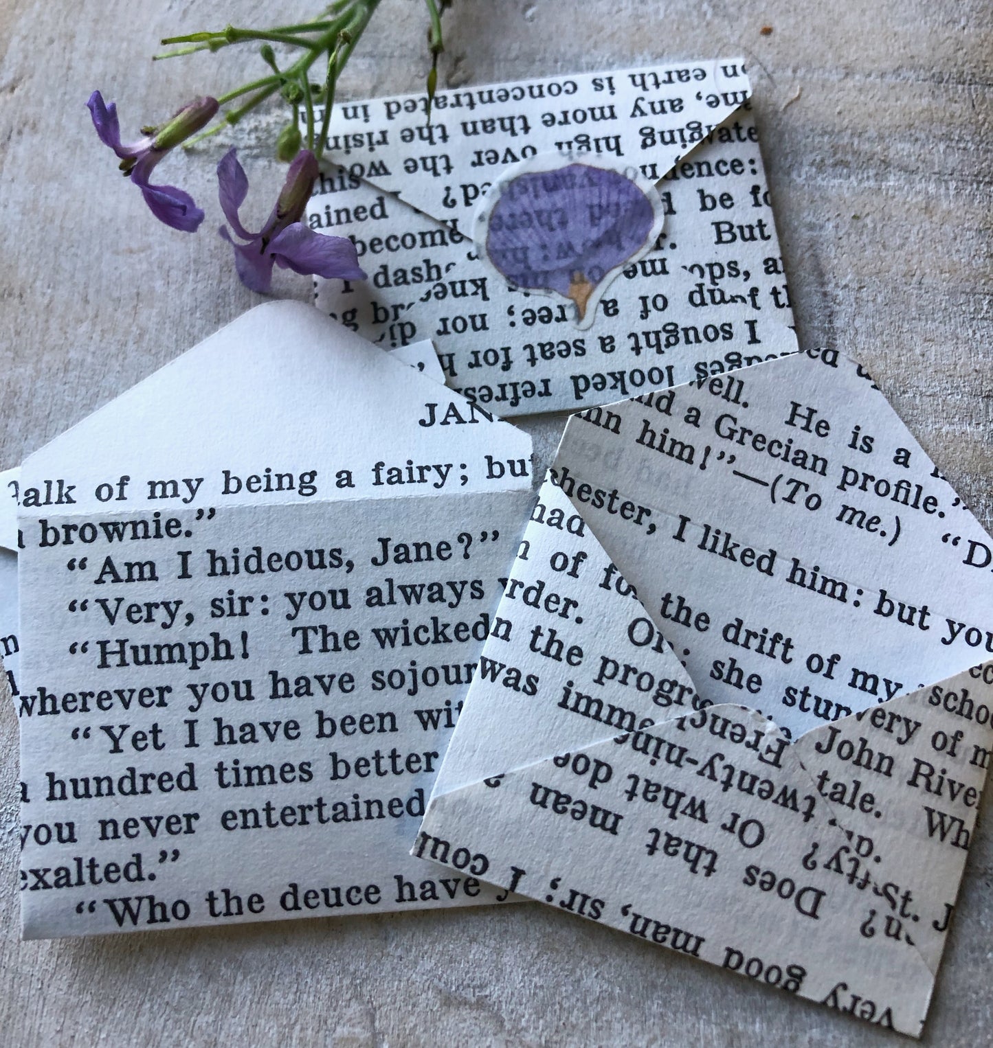 Jane Eyre - miniature book page envelopes
